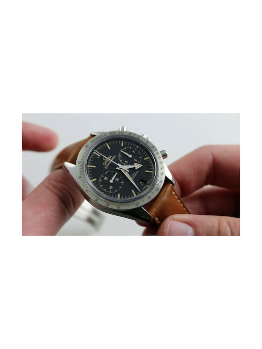 Omega Speedmaster '57 Ρολόι Χρονογράφος Αυτόματο με Δερμάτινο Λουράκι σε Καφέ χρώμα