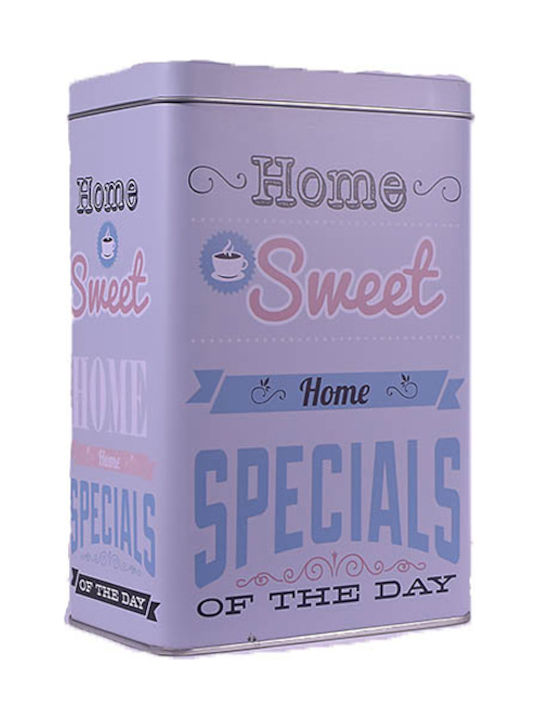 SP Souliotis Home Sweet Home Caseta pentru Maro cu capac Metalic Gri 18.5x12x8cm