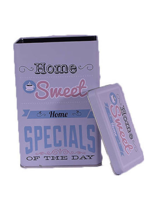 SP Souliotis Home Sweet Home Caseta pentru Maro cu capac Metalic Gri 18.5x12x8cm