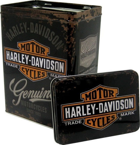 Nostalgic Art Harley Davidson Box Allgemeine Verwendung mit Deckel Metallisch Schwarz 10x14x20cm