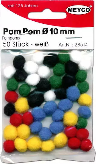 Meyco Pom Pom de Artizanat cu Diametru 10mm Set 50buc