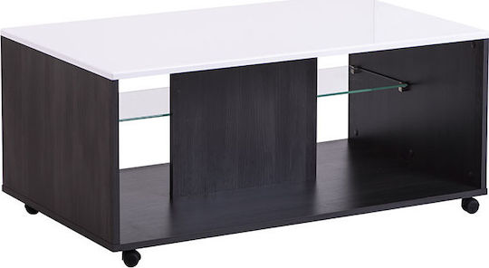 Rectangular Masă de cafea Bert cu Roți Alb L101xW60xH45cm.