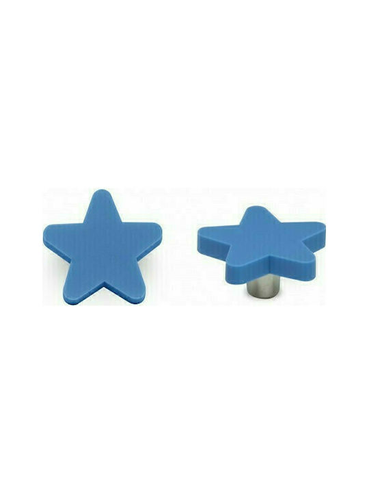 Conset Αστεράκι C849 P18 Kinder Knopf Möbelgriff aus Kunststoff in Blau Farbe 49mm C849-P18X11 1Stück