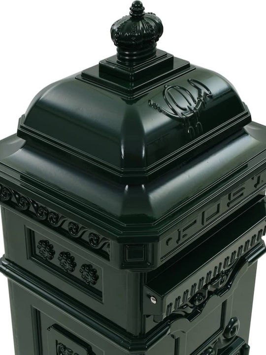vidaXL Vintage Външна Пощенска Кутия Металик в Зелен Цвят 35.5x32x102.5см