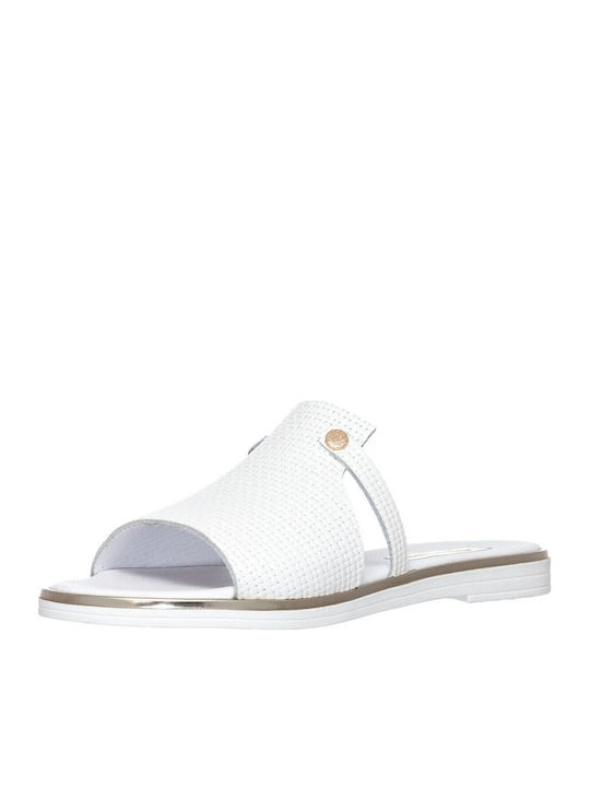 Leather Women's Flat Sandals in White Color