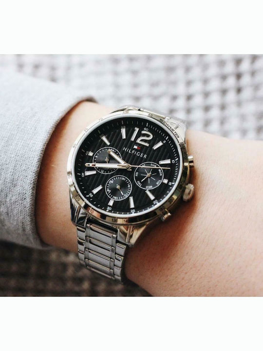 Tommy Hilfiger Gavin Ανδρικό Ρολόι 46mm Χρονογράφος Μπαταρίας με Ασημί Μεταλλικό Μπρασελέ