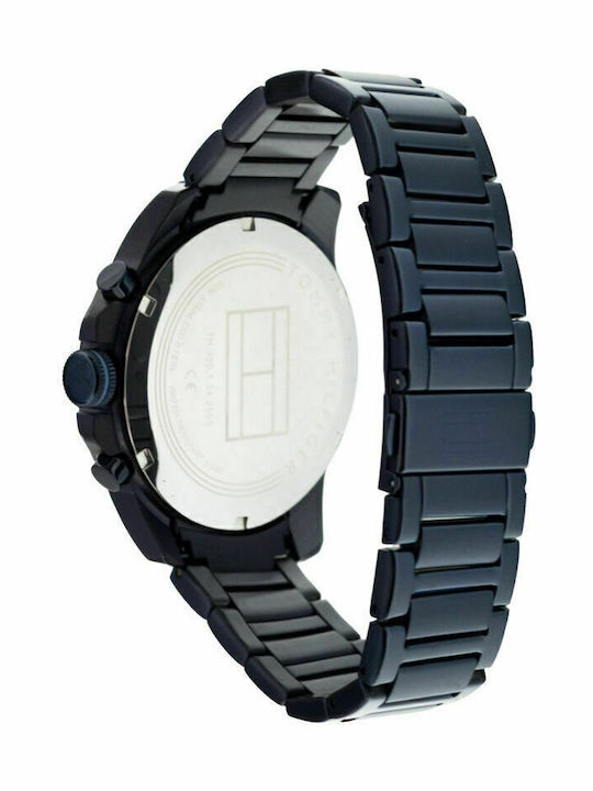 Tommy Hilfiger Decker Men's Watch 46mm Chronograph Battery with Blue Metal Bracelet