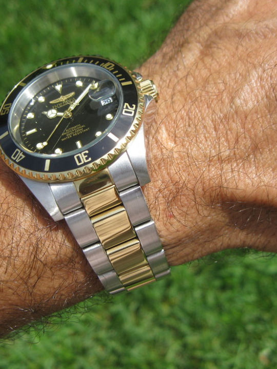 Invicta Pro Diver Ανδρικό Ρολόι 40mm Αυτόματο με Ασημί Μεταλλικό Μπρασελέ