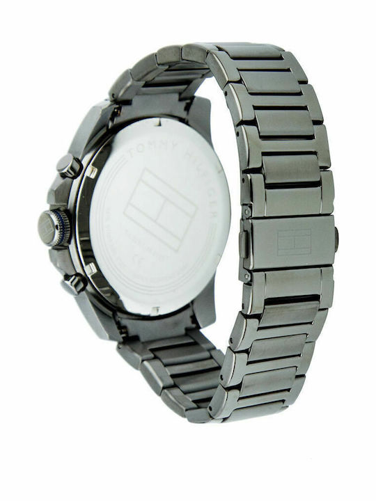 Tommy Hilfiger Decker Ανδρικό Ρολόι 46mm Χρονογράφος Μπαταρίας με Ασημί Ατσάλινο Μπρασελέ