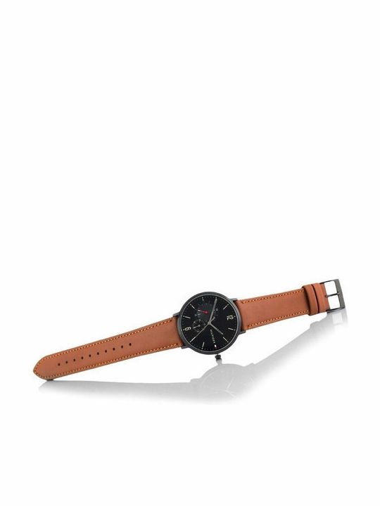 Tommy Hilfiger Brooklyn Men's Watch 40mm Chronograph Battery with Brown Leather Strap