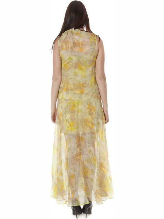 John Galliano Summer Maxi Evening Dress Shirt Dress with Tulle Yellow