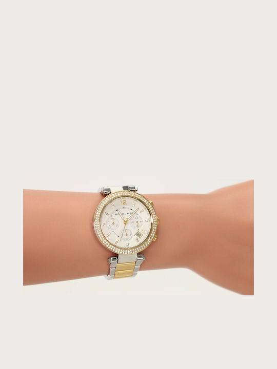 Michael Kors Parker Women's Watch Chronograph with Gold Metal Bracelet