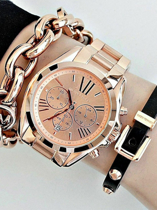 Michael Kors Bradshaw Women's Watch Chronograph with Pink Gold