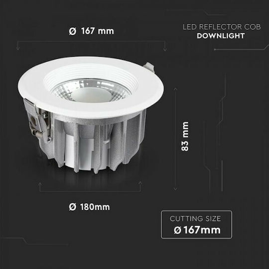 V-TAC Χωνευτό LED Panel 20W 18εκ. V-TAC Χωνευτό LED Panel 20W 18εκ.