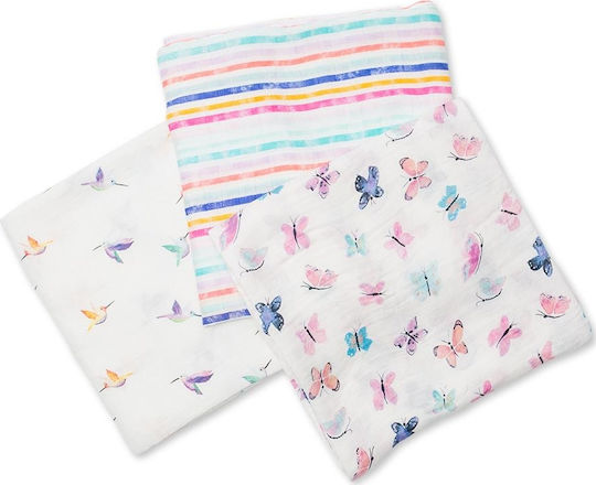Lulujo Garden Friends Πάνες Αγκαλιάς από Μουσελίνα Πολύχρωμο 120x120εκ. 3τμχ