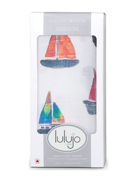 Lulujo Sailboats Πάνα Αγκαλιάς από Μουσελίνα Πολύχρωμο 120x120εκ.