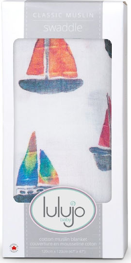 Lulujo Sailboats Πάνα Αγκαλιάς από Μουσελίνα Πολύχρωμο 120x120εκ.