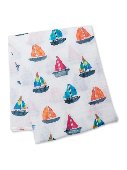 Lulujo Sailboats Πάνα Αγκαλιάς από Μουσελίνα Πολύχρωμο 120x120εκ.
