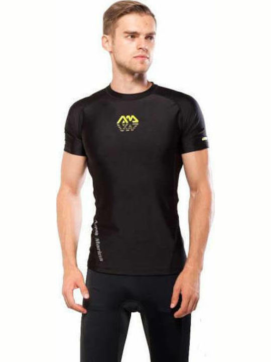 Aqua Marina Scene Men's Short Sleeve Sun Protection Shirt Black