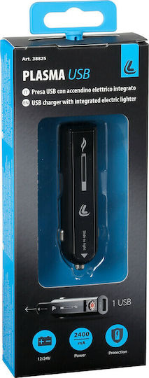Lampa Car Charger 2.4A with one Port: 1xUSB with Cable Embedded Black Color