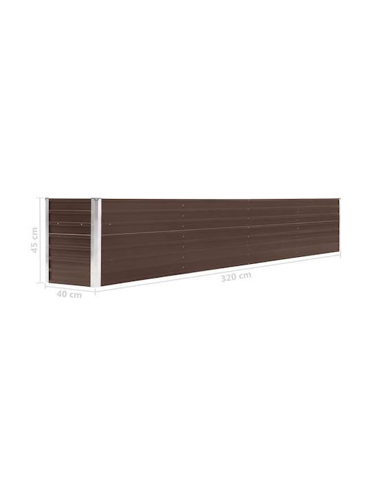 vidaXL Кутия за саксии Метал Кафяв 320x40x45см.