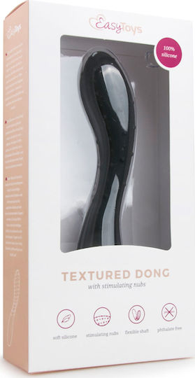 Easytoys Textured Διπλό Dildo Μαύρο 19.3cm