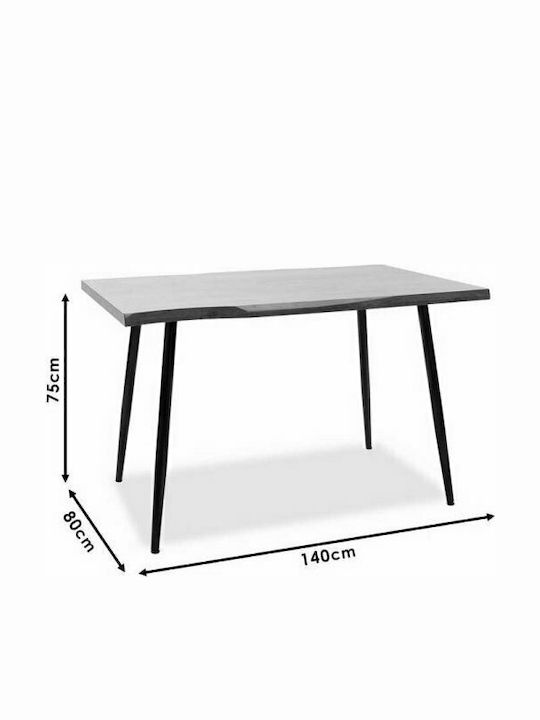 Neve Table Dining Room Wooden with Metal Frame Black 140x80x75cm