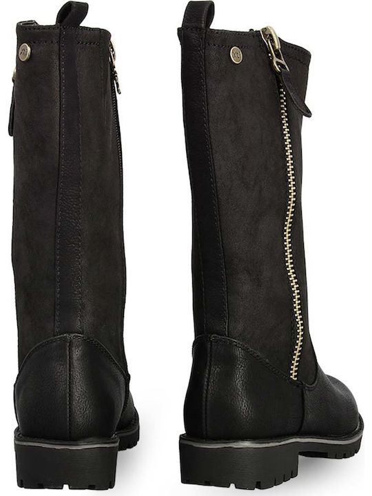 Leather Kids Boots with Zipper Black