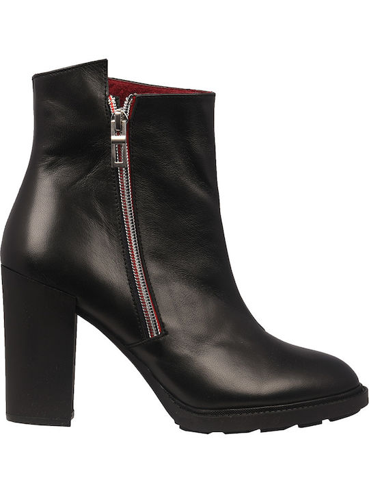 Leder Stiefeletten Damen Schwarz