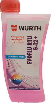 Wurth Evoflu RTU Ready for Use Engine Coolant for Car G12+ -27°C Pink 1lt