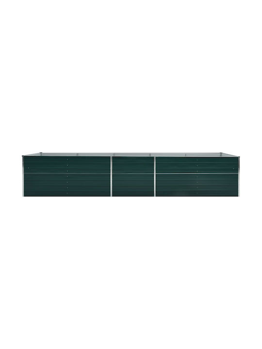 vidaXL Повдигната Зелена xxcm Кутия за саксии Метал Зелен 400x80x77см.