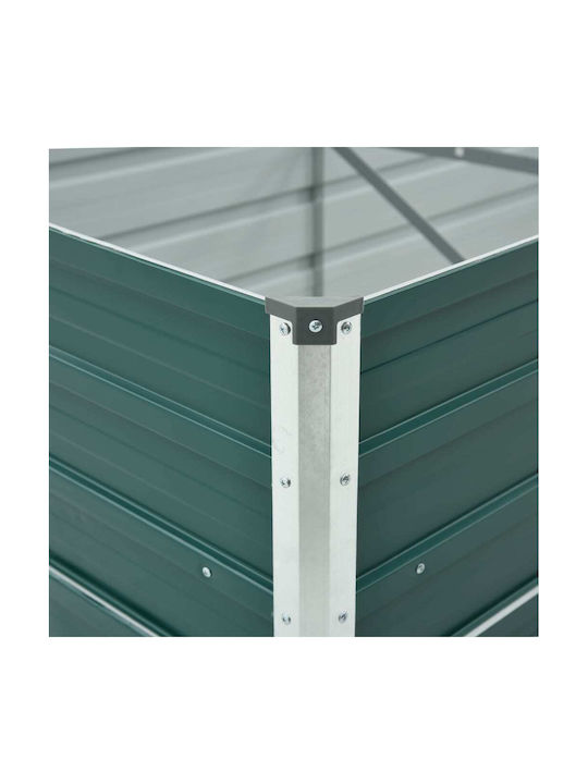 vidaXL Повдигната Зелена xxcm Кутия за саксии Метал Зелен 400x80x77см.