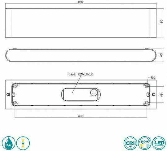 Trio Lighting Thames Επιτοίχια Εξωτερική Πλαφονιέρα LED IP54 8W με Θερμό Λευκό Φως Διπλής Δέσμης