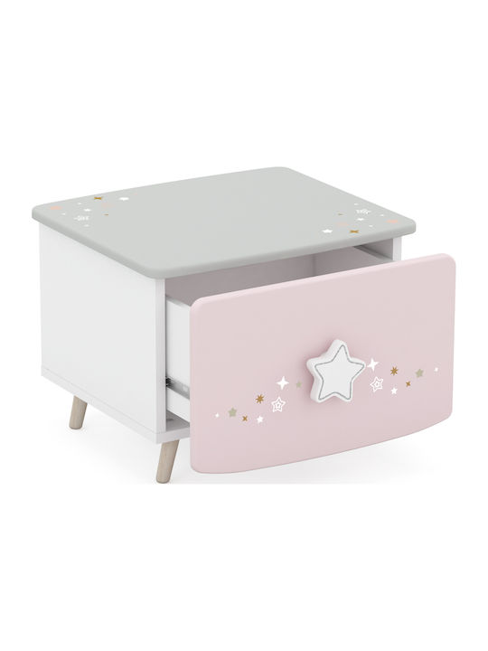 Wooden Kids Bedside Table Liana White 44.4x38.8x33.7cm