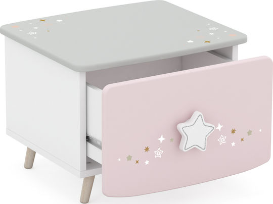 Wooden Kids Bedside Table Liana White 44.4x38.8x33.7cm