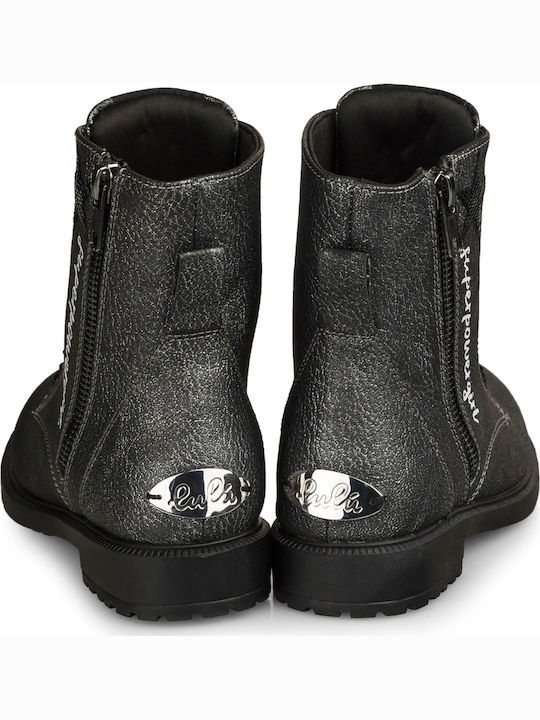 Rider Anatomisch Lederne Kinderstiefel mit Reißverschluss Silber