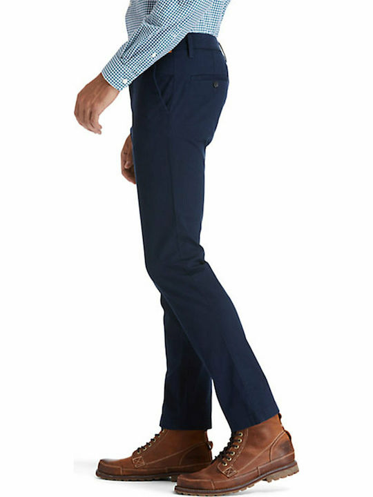 Stretch Twill Pantaloni Chino Elastic cu Croială Slim Albastru marin