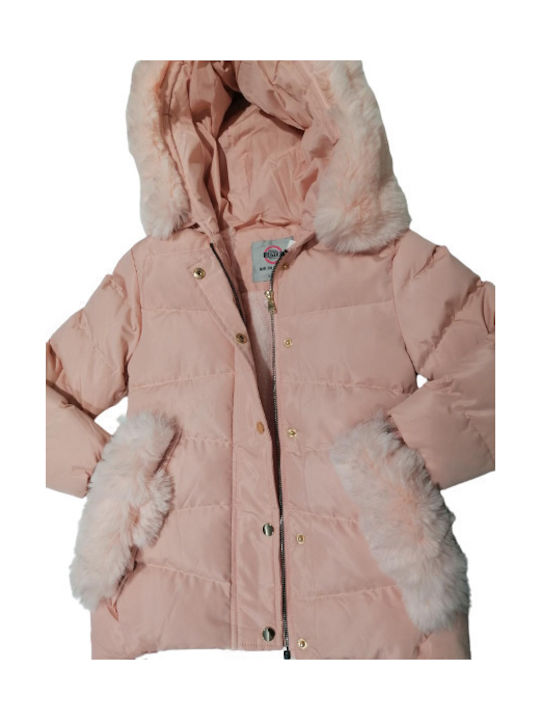 Joyce Kids Quilted Jacket Long Hooded Pink