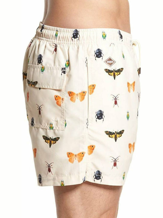 Bugsy Men's Swimwear Shorts Beige with Patterns