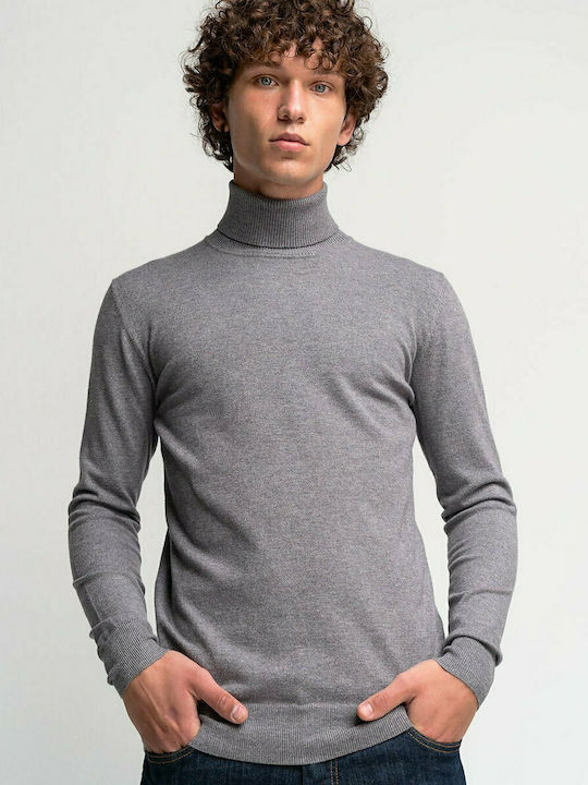 Tailor Made Knitwear Men's Long Sleeve Sweater Turtleneck Grey Marl