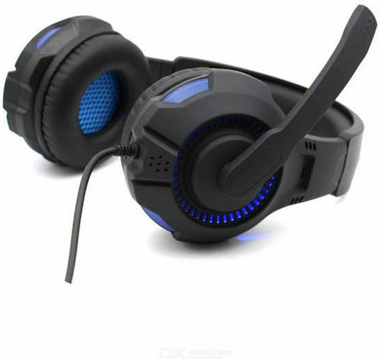 Komc G301 Over Ear Gaming Headset με σύνδεση USB Black/Blue