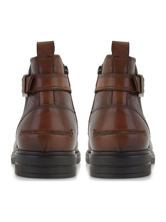 Leather Tabac Brown Men's Boots with Zipper