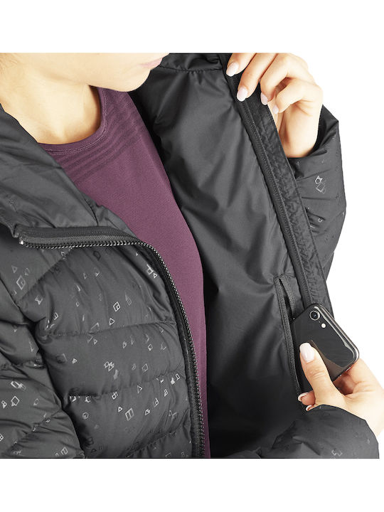 Tranzition Women's Short Puffer Jacket for Winter with Hood Black