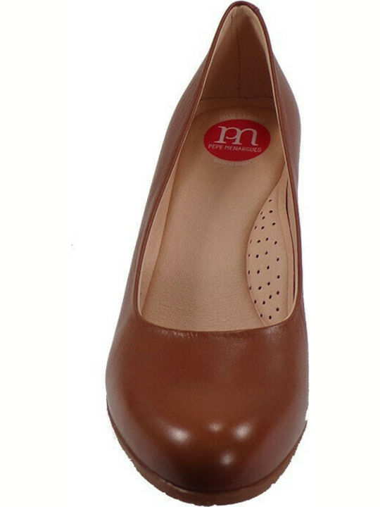 Pepe Menargues Leather Tabac Brown Medium Heels