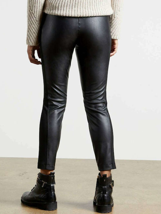 Damen Hoch tailliert Stoff Capri Hose mit Gummizug in Enger Passform Schwarz