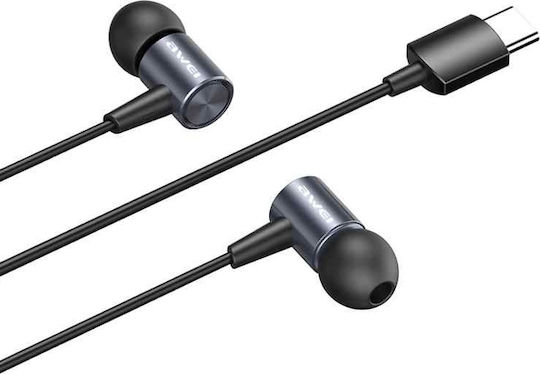 Awei TC-2 In-ear Handsfree Ακουστικά με Βύσμα USB-C Γκρι