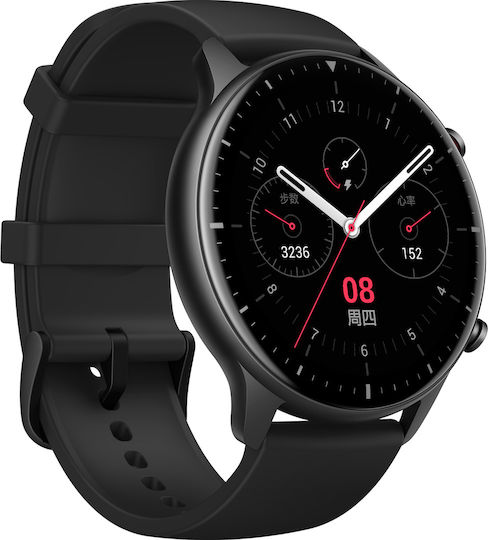 GTR 2 Sport Edition Aluminium 46mm Αδιάβροχο Smartwatch με Παλμογράφο (Μαύρο)