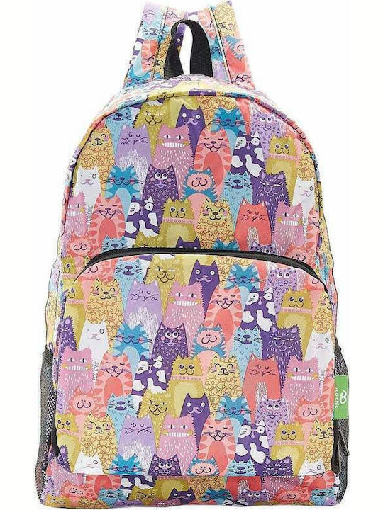 Eco Chic Foldable Multiple Cats School Bag Backpack Elementary, Elementary Multicolored