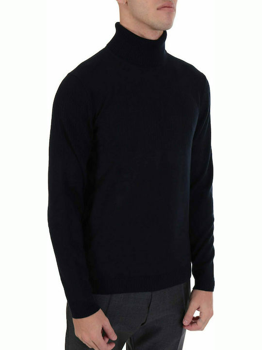 Hugo Boss Men's Long Sleeve Sweater Turtleneck Navy Blue 50435602-410