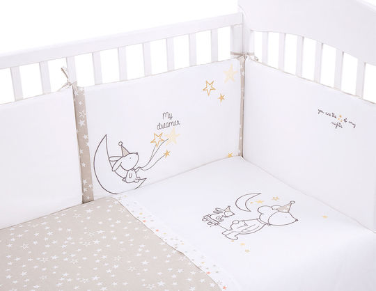 Kikka Boo Baby Crib Bedding Set Little Dreamer Stars 3pcs Beige